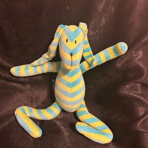 Max and Lulu Crocodile Creek Bunny Rabbit Plushie Blue/Lime Green Stripes#Krabat